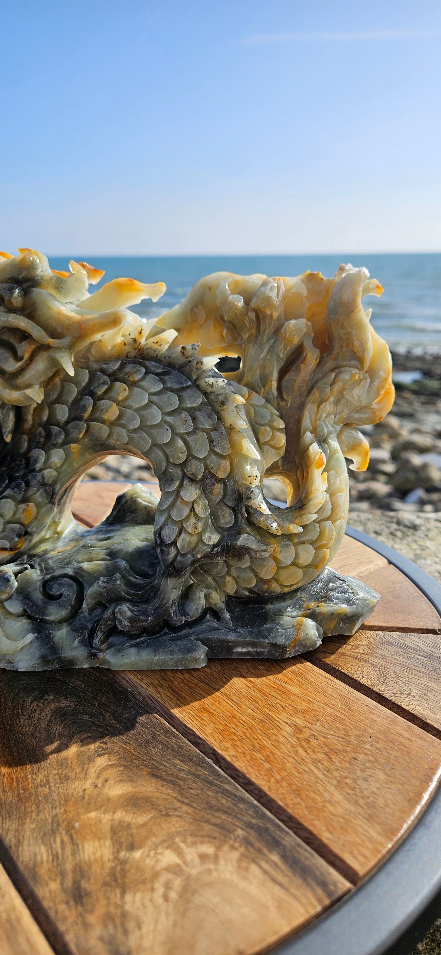 Large Chinese Jade Dragon Carving – Massive 2.8kg Dragon Statue (Reduced Due to Tail Damage)