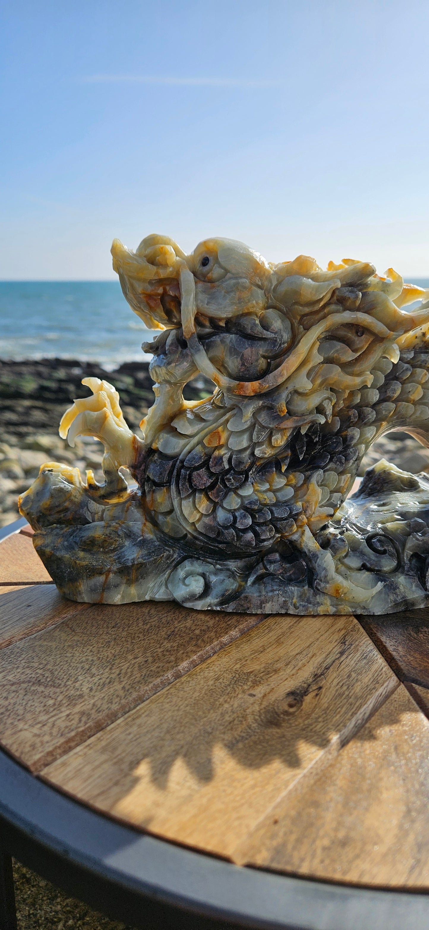 Large Chinese Jade Dragon Carving – Massive 2.8kg Dragon Statue (Reduced Due to Tail Damage)