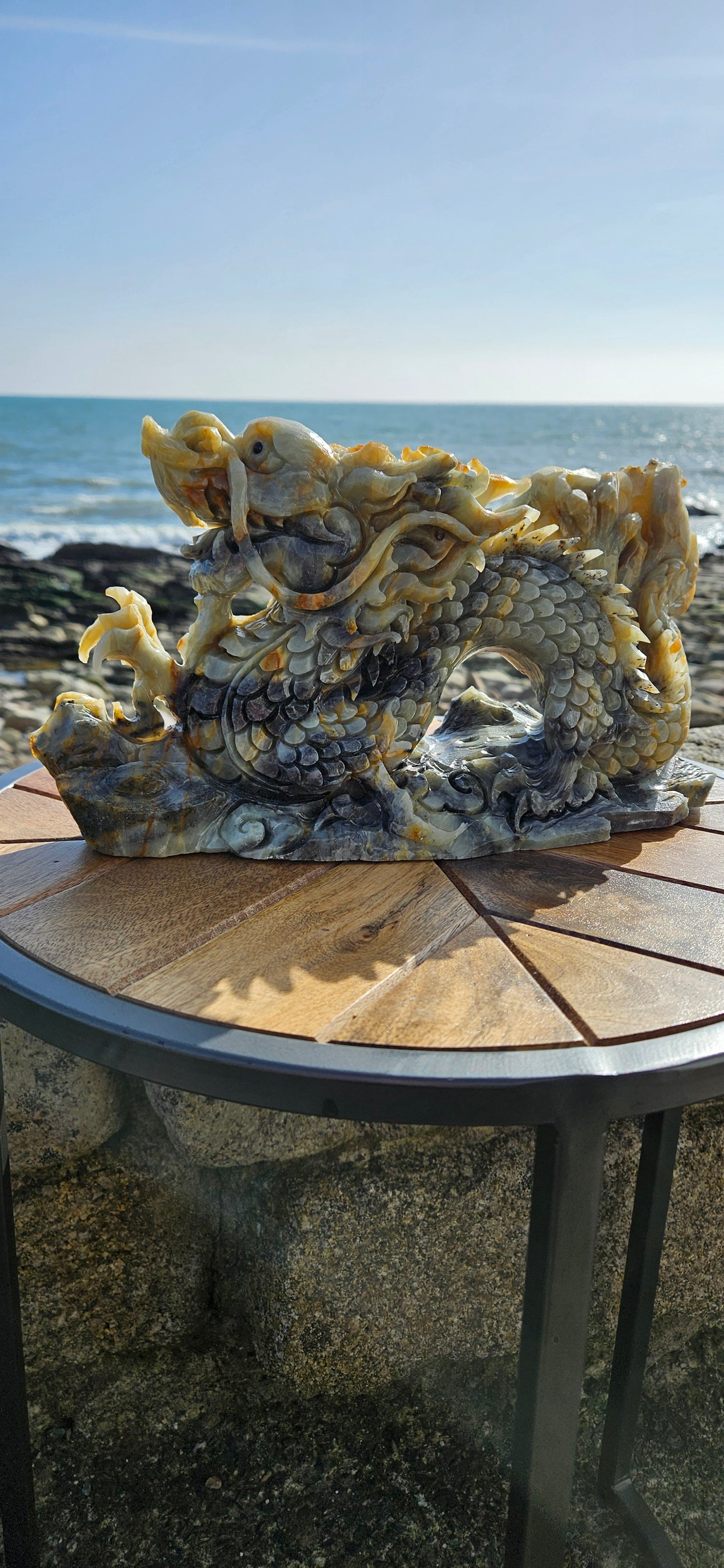 Large Chinese Jade Dragon Carving – Massive 2.8kg Dragon Statue (Reduced Due to Tail Damage)