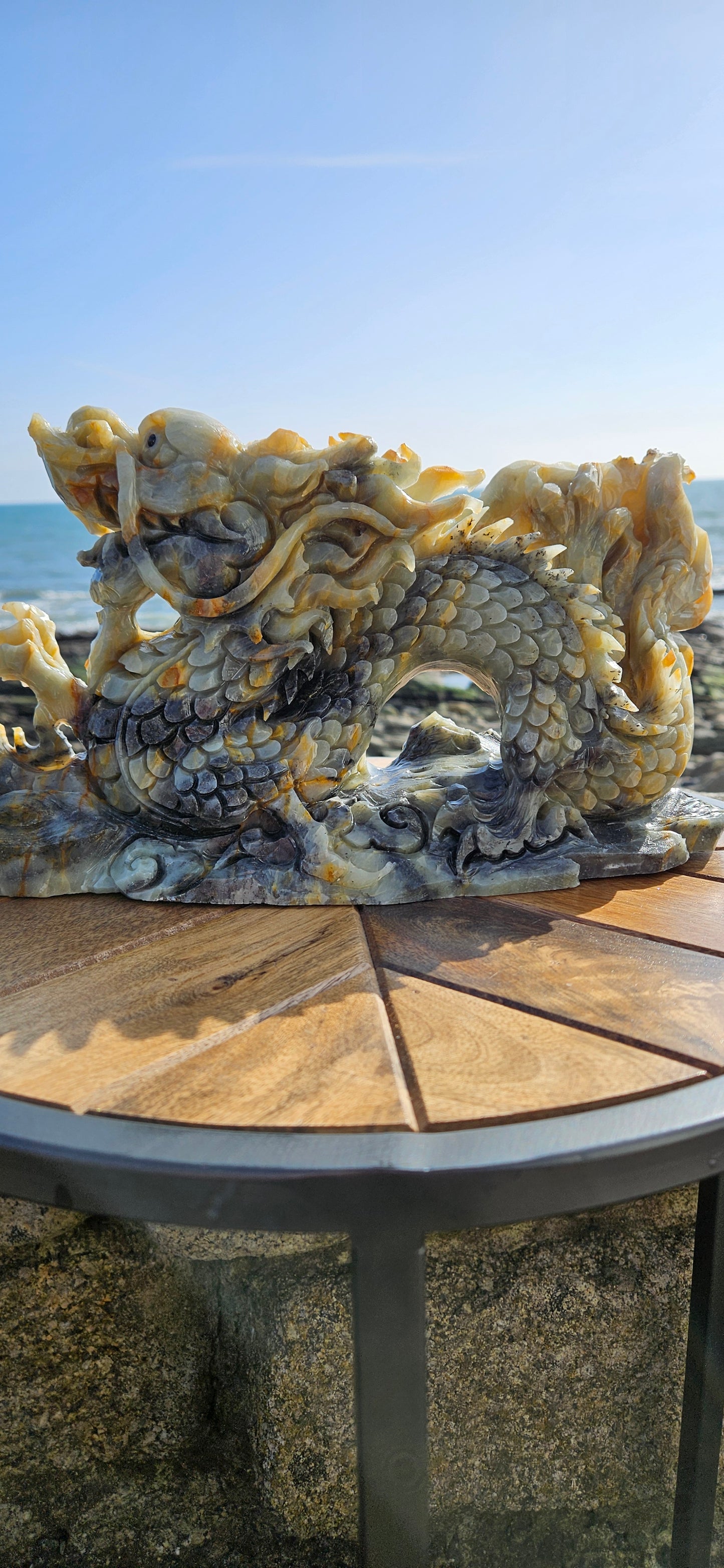 Large Chinese Jade Dragon Carving – Massive 2.8kg Dragon Statue (Reduced Due to Tail Damage)