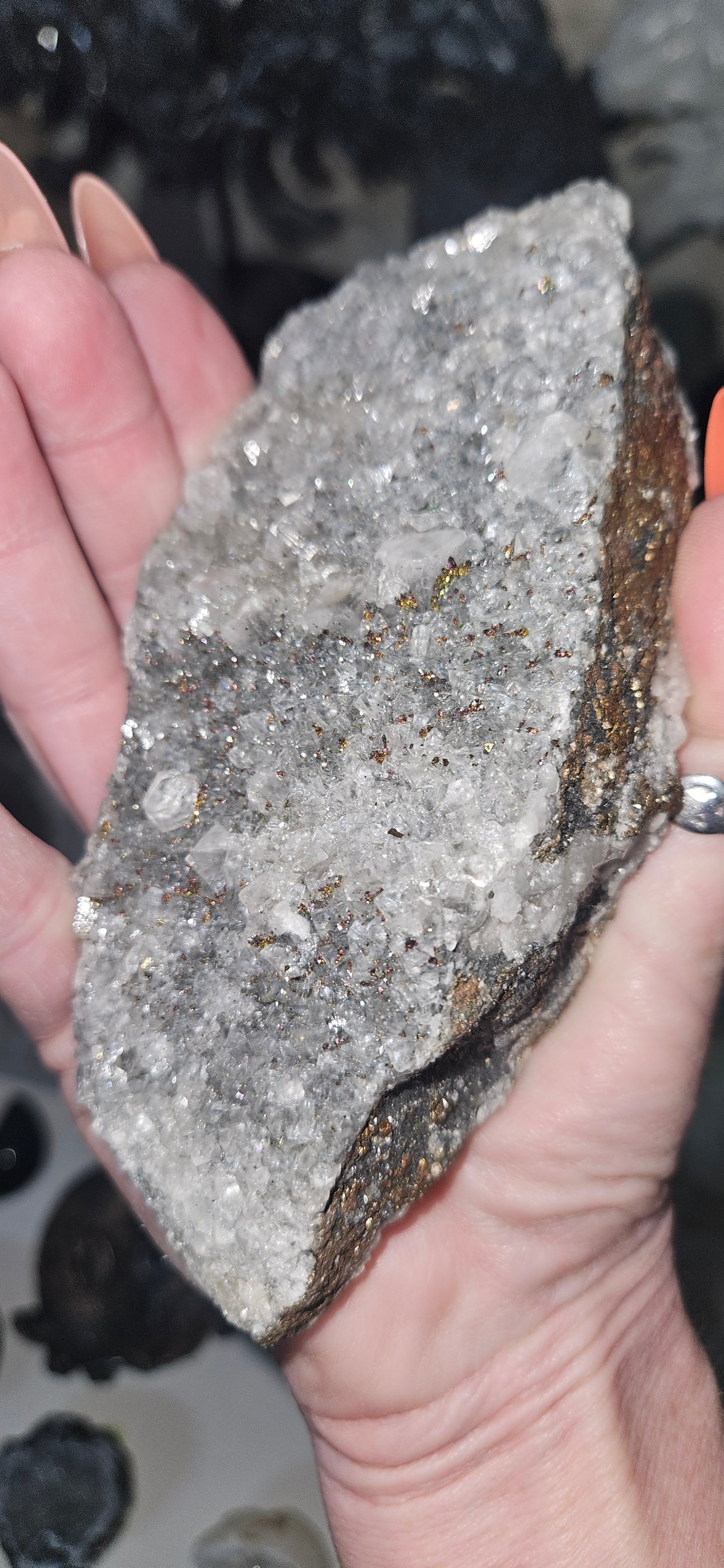 Raw Chalcopyrite, Quartz & Calcite Cluster - Natural Mineral Specimen