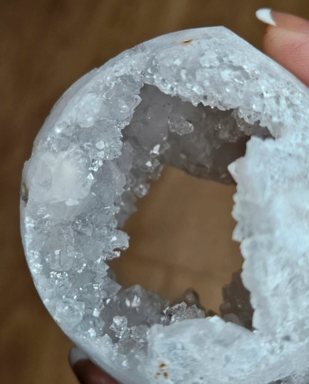Clear Quartz Cluster Whole Geode Nodule With Rainbow Flashes