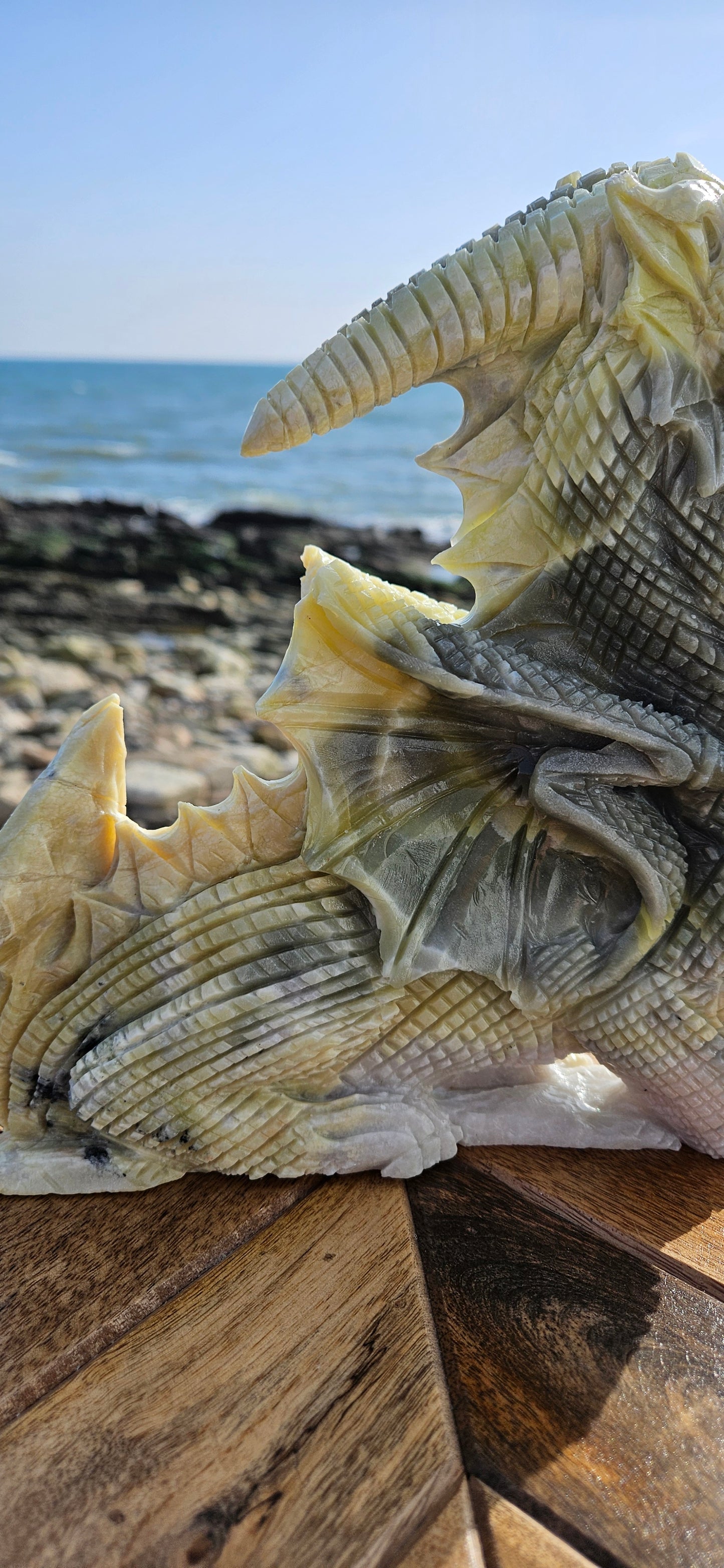 Green Jade Dragon Carving – Large 1.8kg Mythical Guardian (Reduced Price)