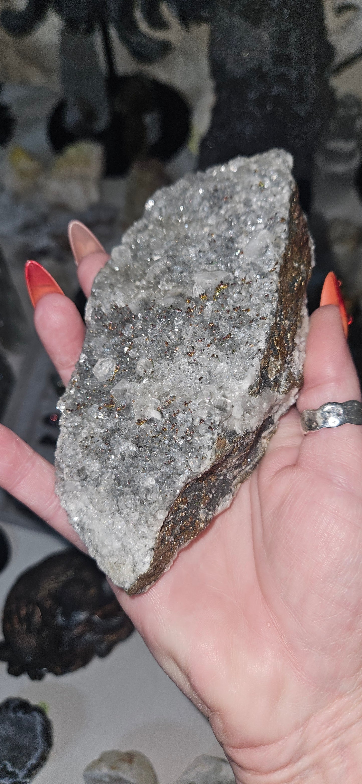Raw Chalcopyrite, Quartz & Calcite Cluster - Natural Mineral Specimen