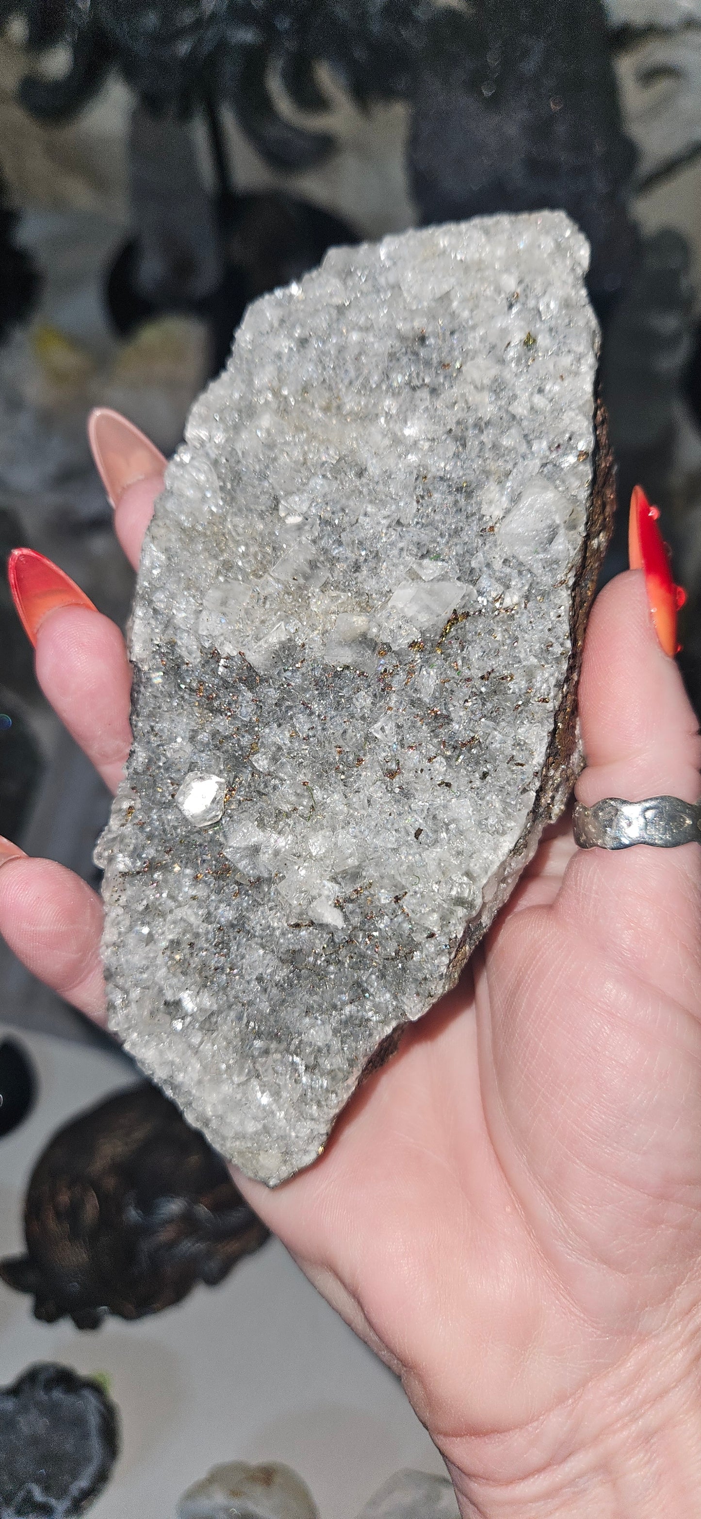Raw Chalcopyrite, Quartz & Calcite Cluster - Natural Mineral Specimen