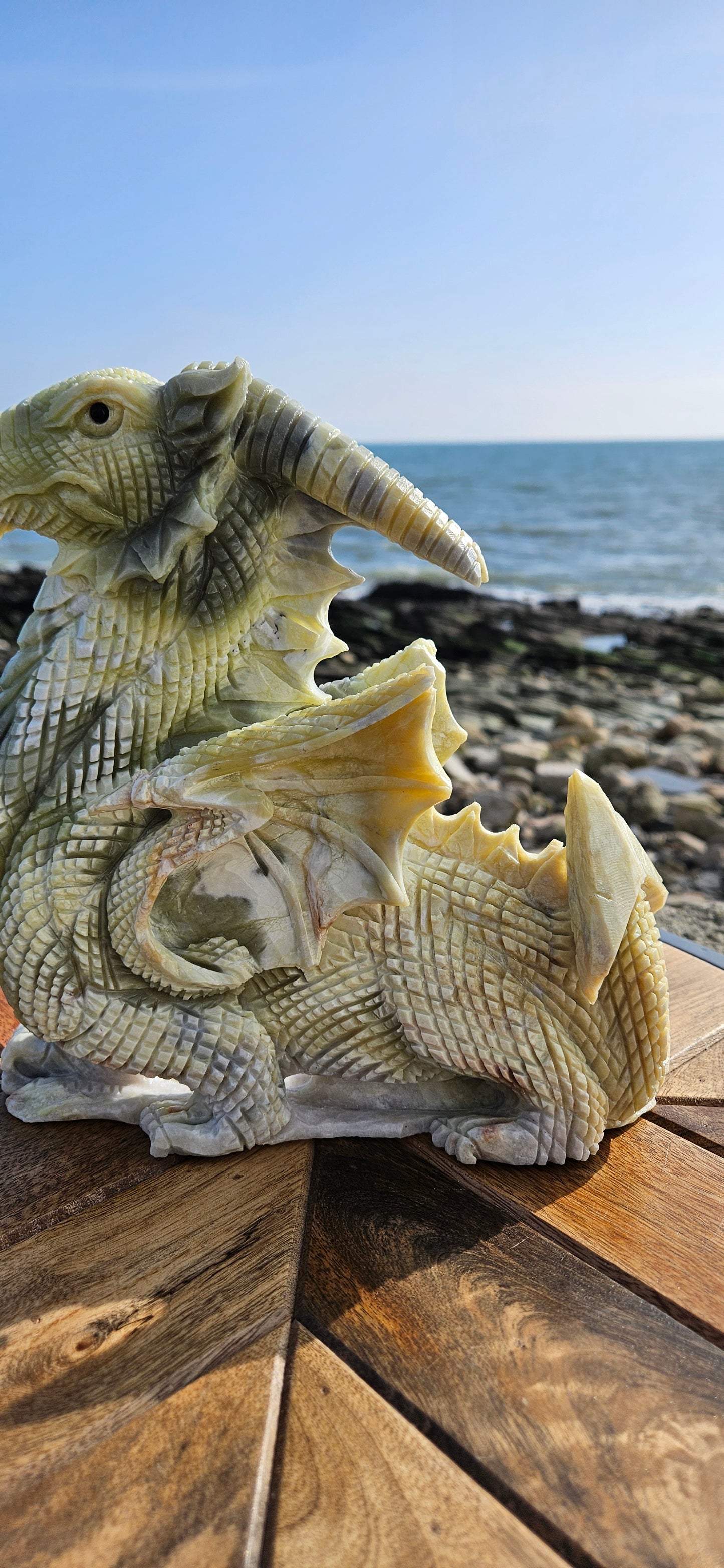 Green Jade Dragon Carving – Large 1.8kg Mythical Guardian (Reduced Price)