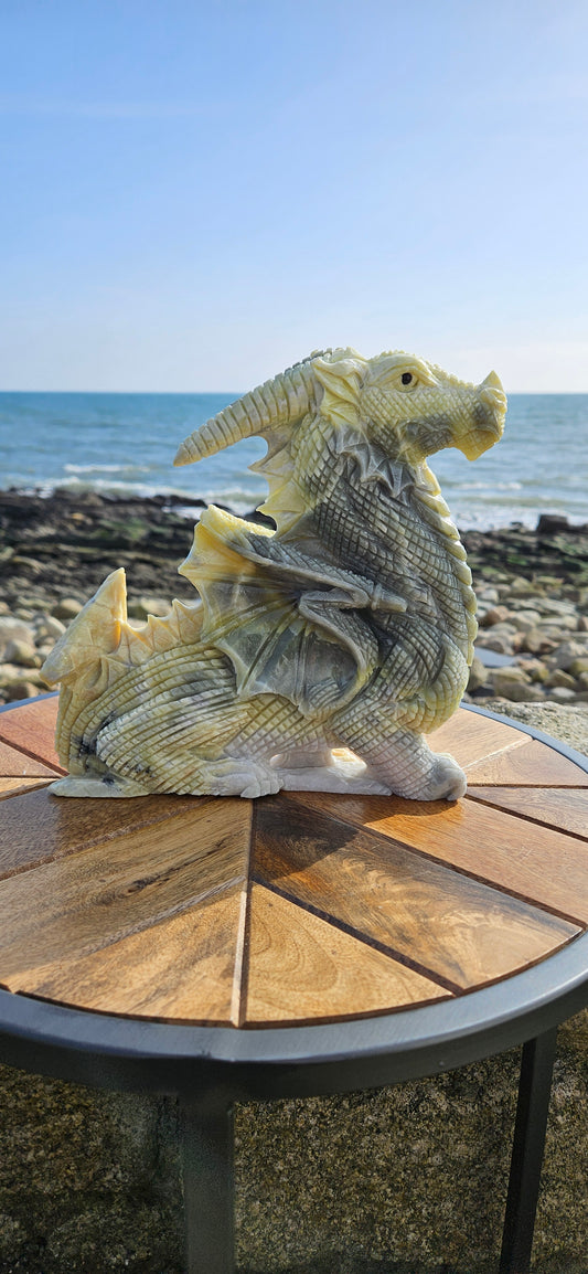 Green Jade Dragon Carving – Large 1.8kg Mythical Guardian (Reduced Price)