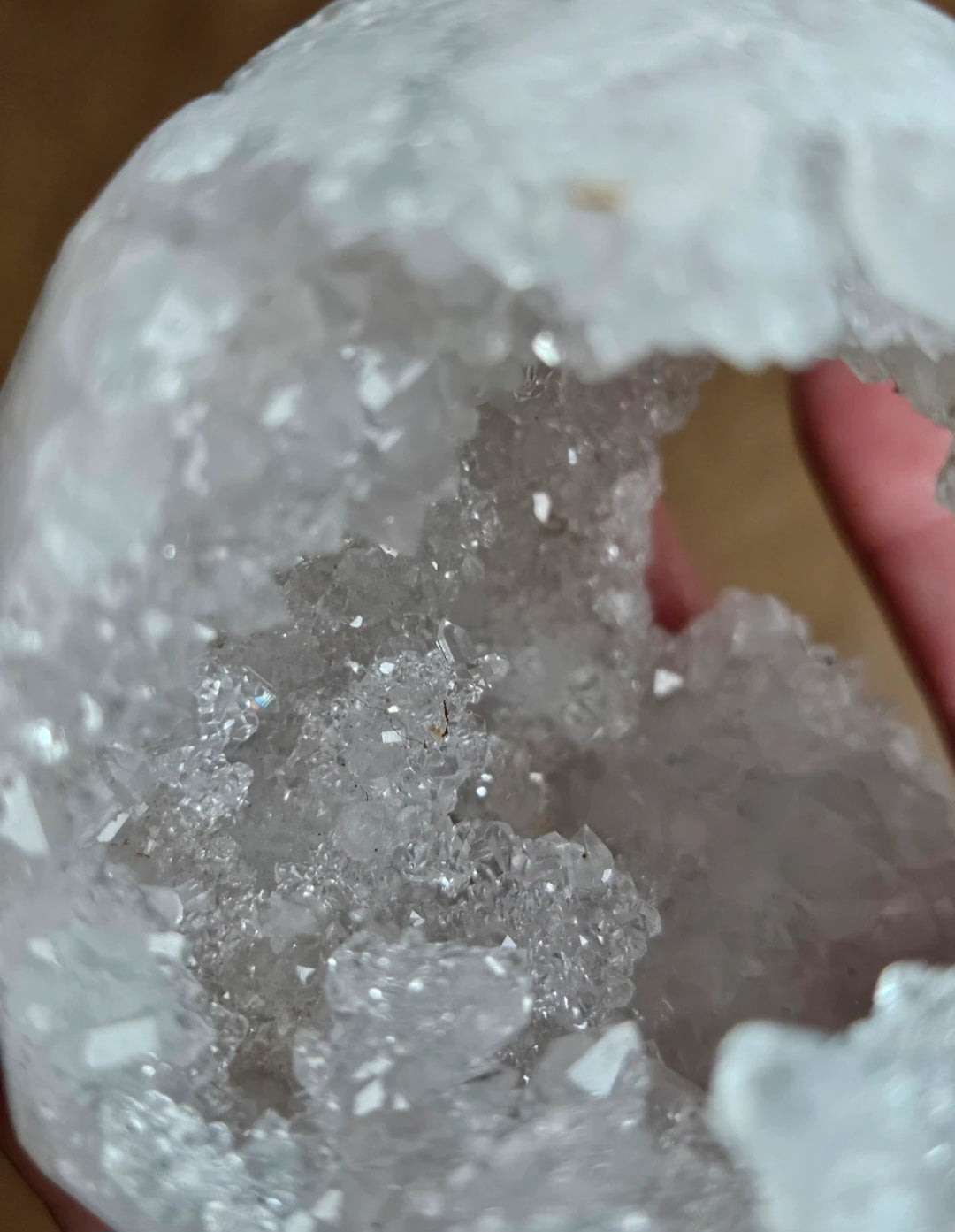 Clear Quartz Cluster Whole Geode Nodule With Rainbow Flashes