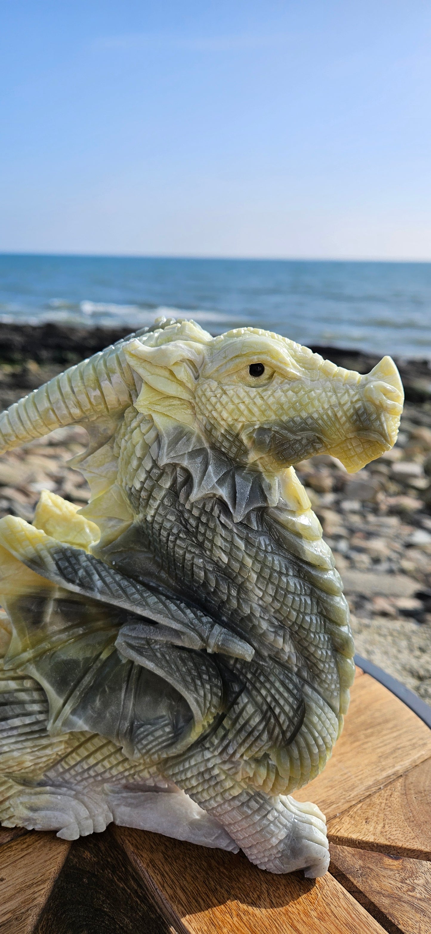 Green Jade Dragon Carving – Large 1.8kg Mythical Guardian (Reduced Price)