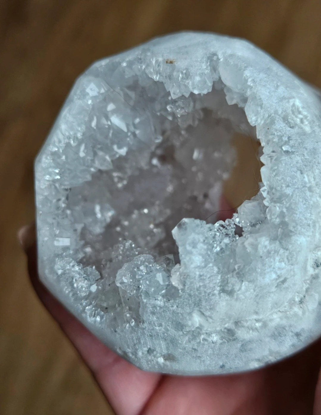 Clear Quartz Cluster Whole Geode Nodule With Rainbow Flashes