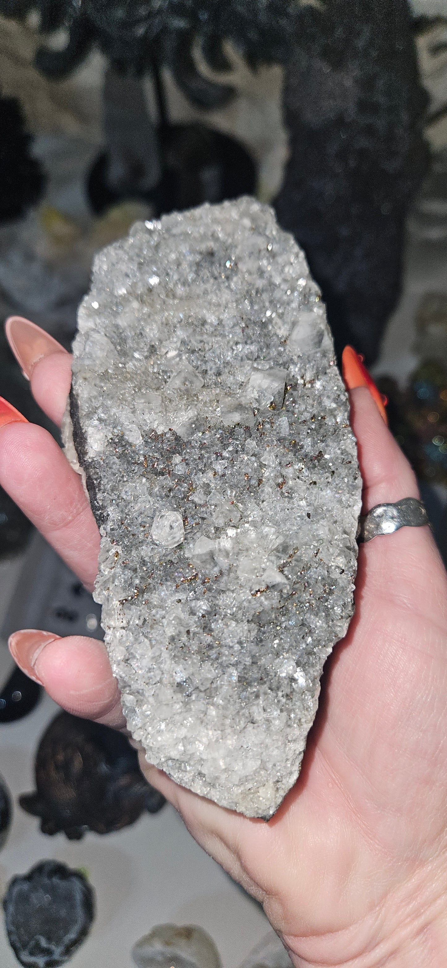 Raw Chalcopyrite, Quartz & Calcite Cluster - Natural Mineral Specimen