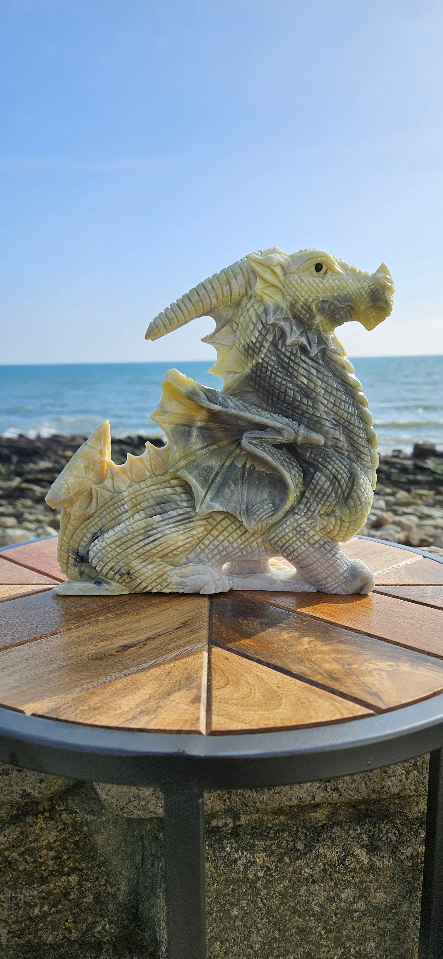 Green Jade Dragon Carving – Large 1.8kg Mythical Guardian (Reduced Price)