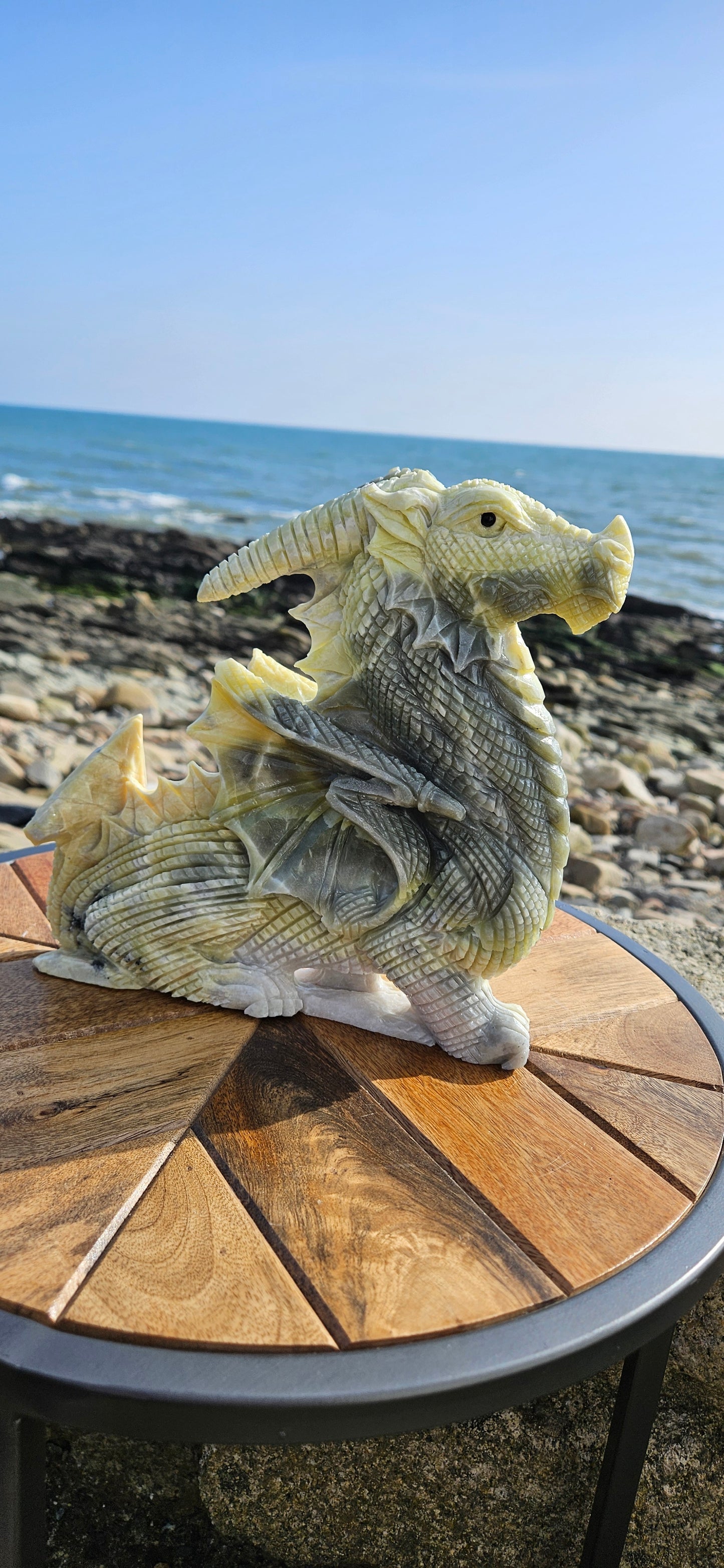 Green Jade Dragon Carving – Large 1.8kg Mythical Guardian (Reduced Price)