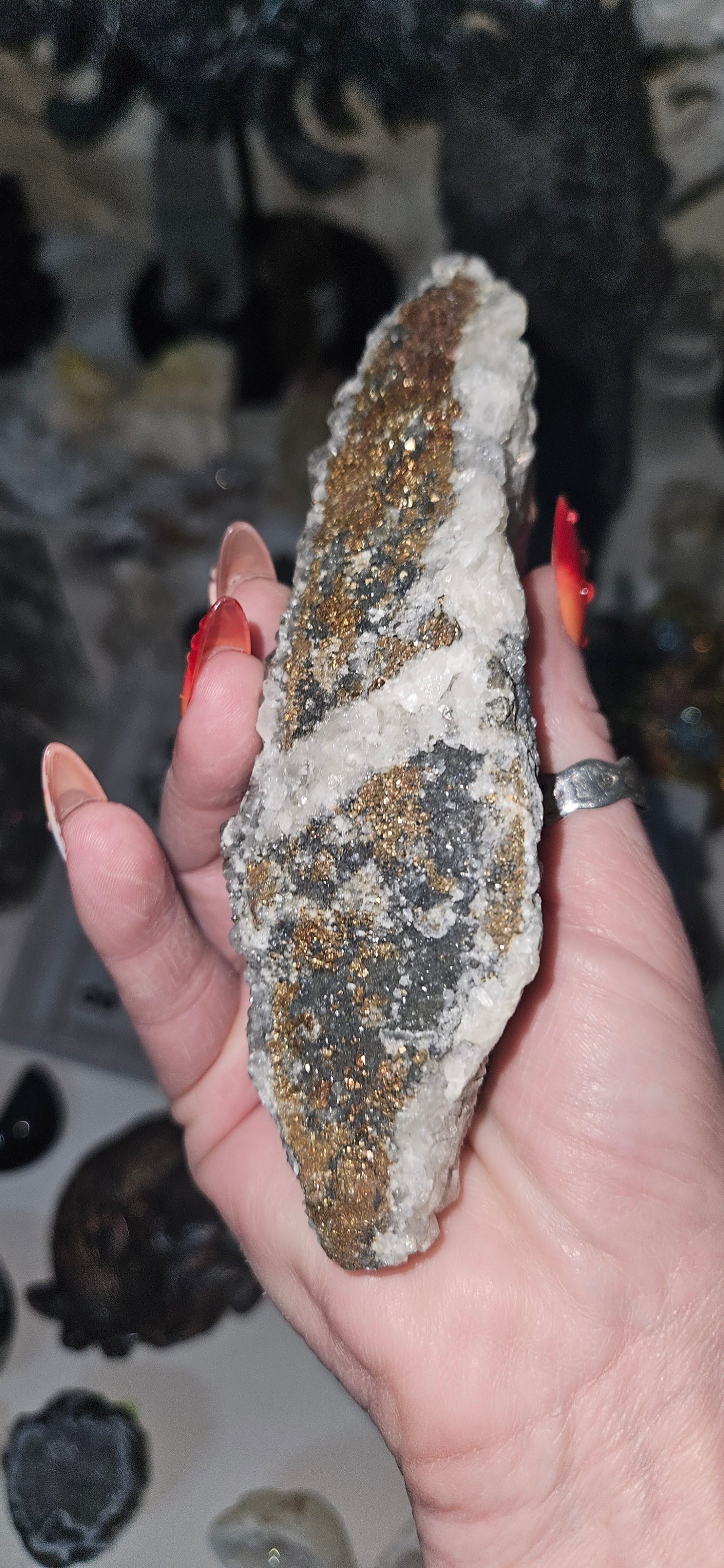 Raw Chalcopyrite, Quartz & Calcite Cluster - Natural Mineral Specimen