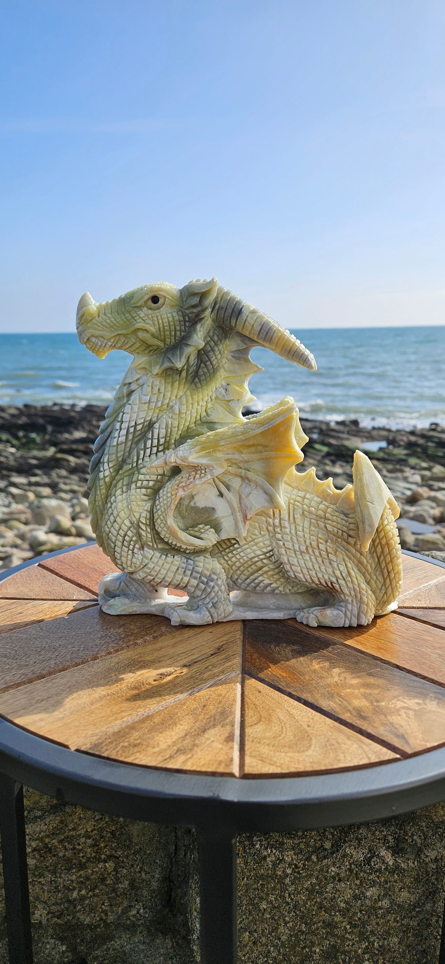 Green Jade Dragon Carving – Large 1.8kg Mythical Guardian (Reduced Price)