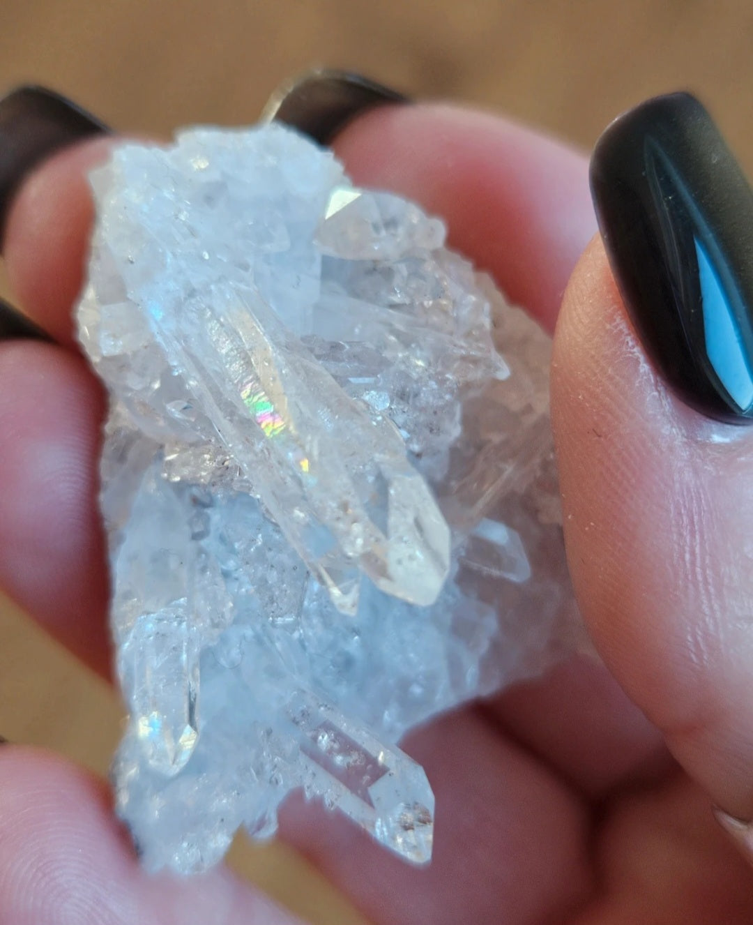 High Clarity Pink Lemurian Quartz Crystal Cluster – Natural Rainbows & Exceptional Clarity
