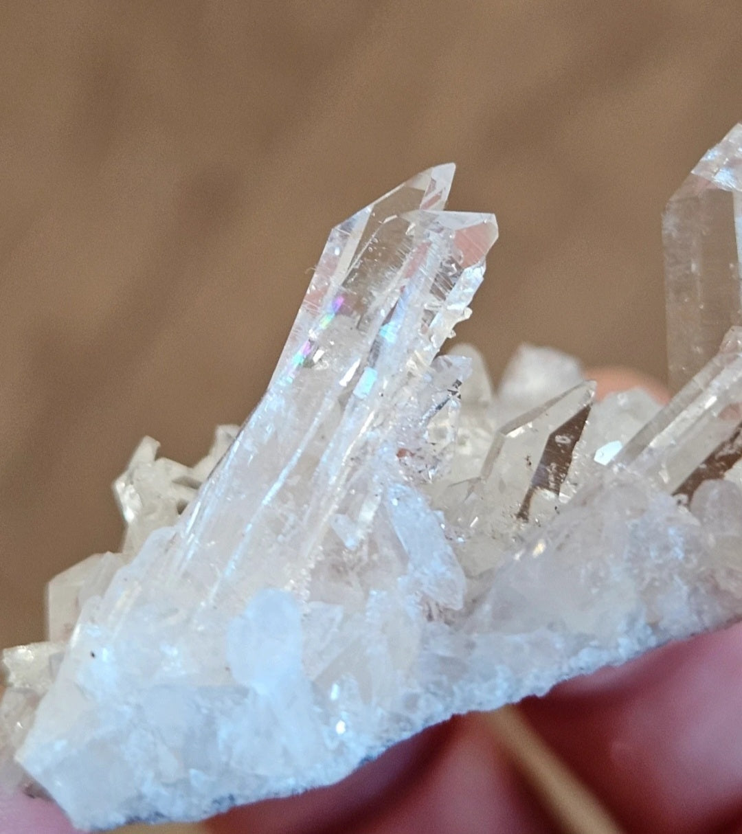 High Clarity Pink Lemurian Quartz Crystal Cluster – Natural Rainbows & Exceptional Clarity