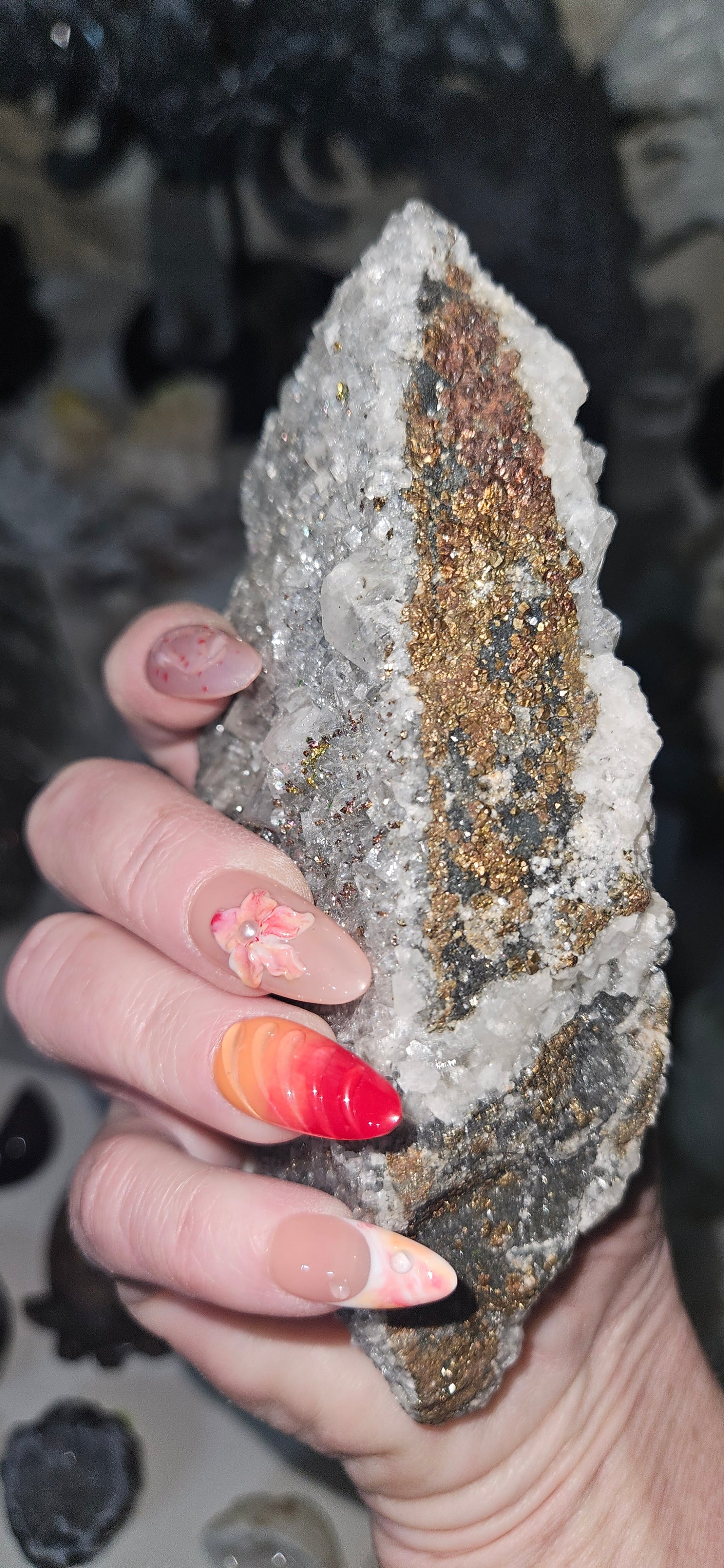 Raw Chalcopyrite, Quartz & Calcite Cluster - Natural Mineral Specimen