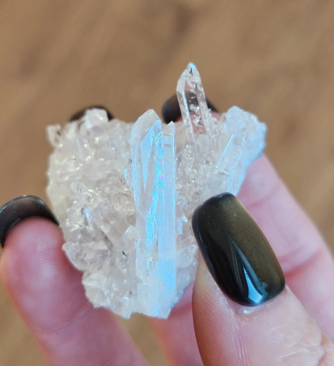 High Clarity Pink Lemurian Quartz Crystal Cluster – Natural Rainbows & Exceptional Clarity
