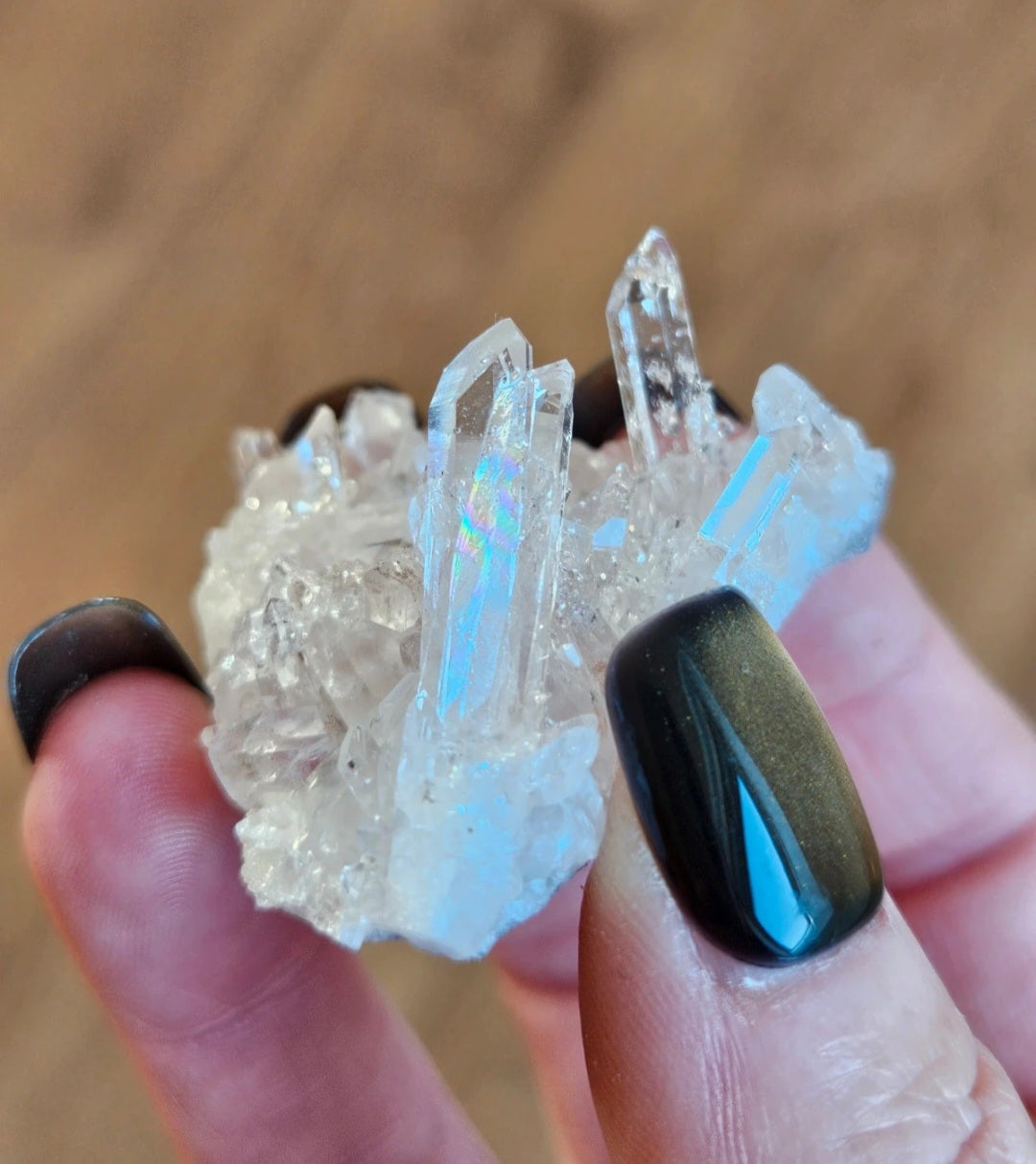 High Clarity Pink Lemurian Quartz Crystal Cluster – Natural Rainbows & Exceptional Clarity