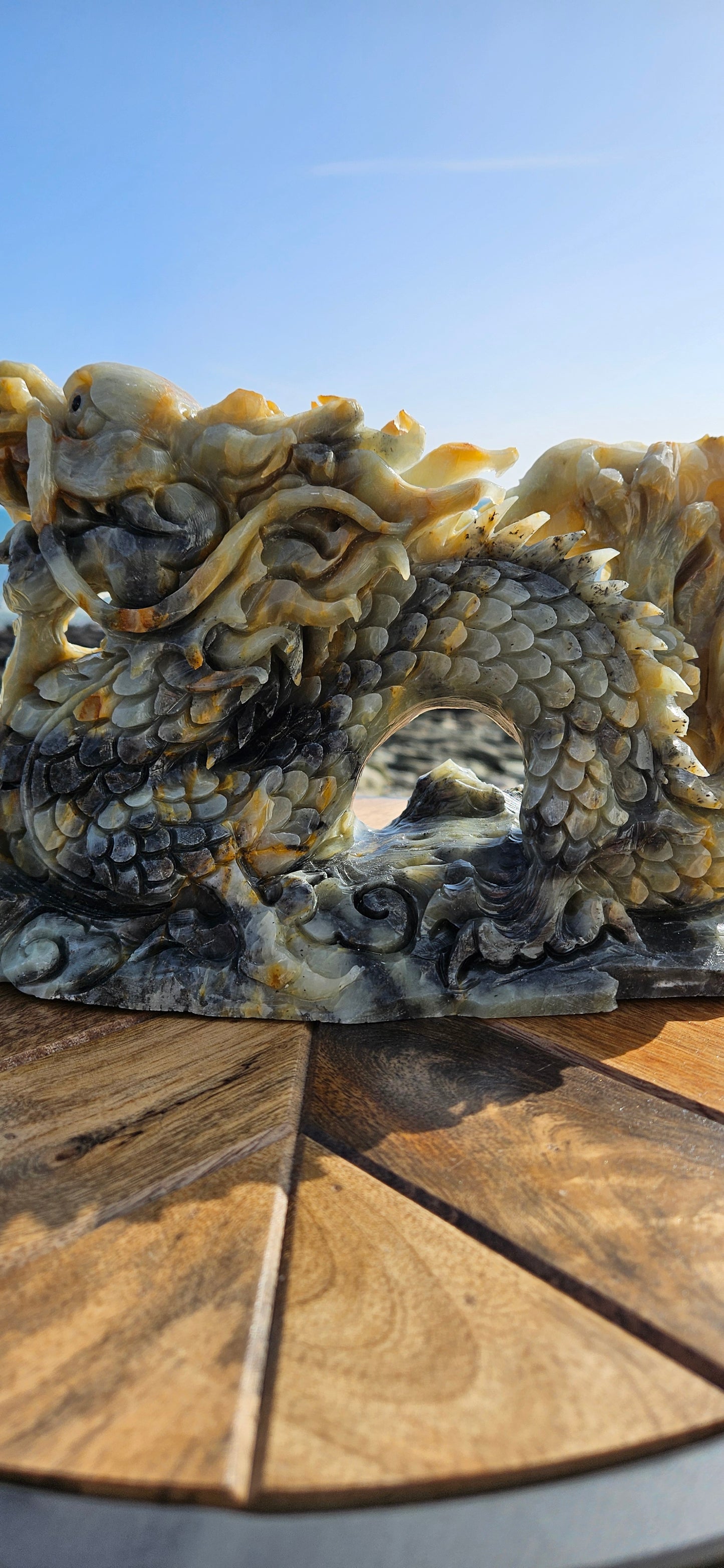 Large Chinese Jade Dragon Carving – Massive 2.8kg Dragon Statue (Reduced Due to Tail Damage)