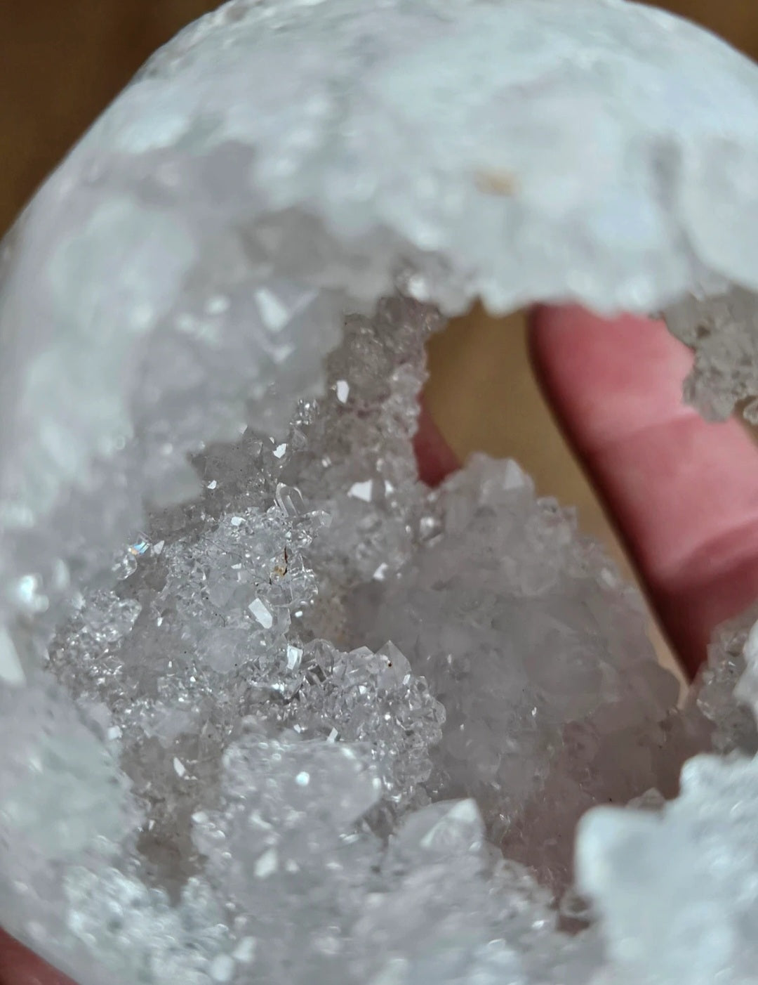 Clear Quartz Cluster Whole Geode Nodule With Rainbow Flashes