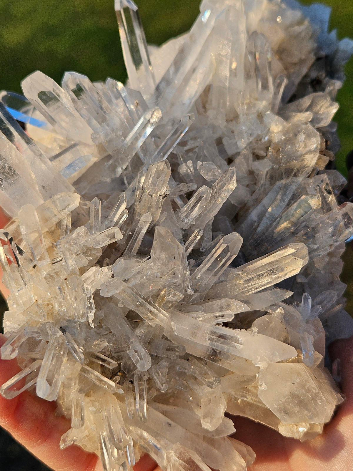 510g Large Optical Clear Lemurian Quartz Crystal Cluster