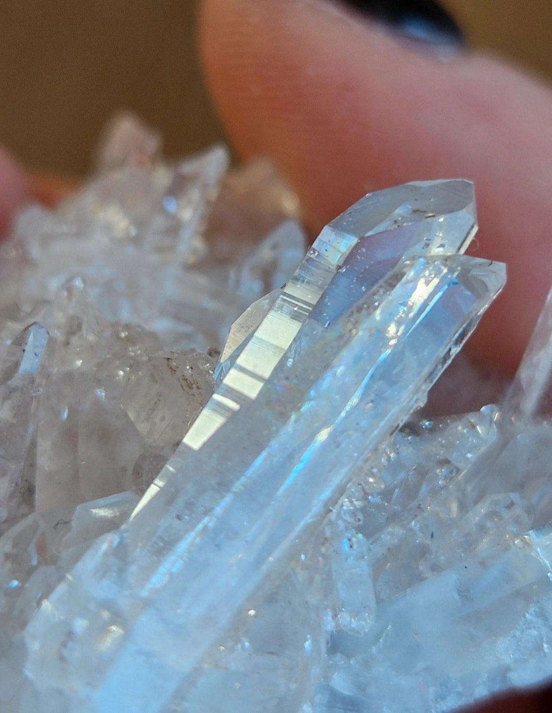 High Clarity Pink Lemurian Quartz Crystal Cluster – Natural Rainbows & Exceptional Clarity