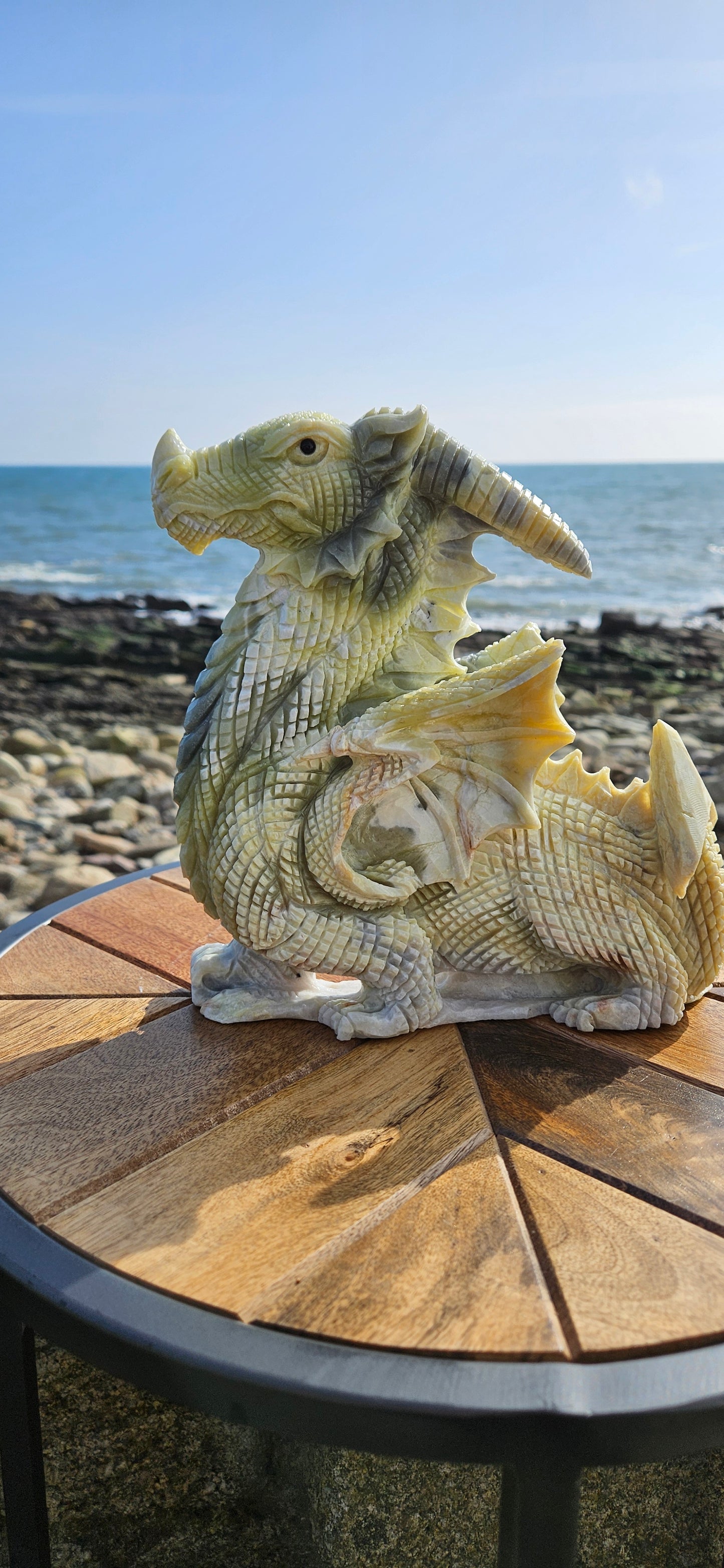 Green Jade Dragon Carving – Large 1.8kg Mythical Guardian (Reduced Price)