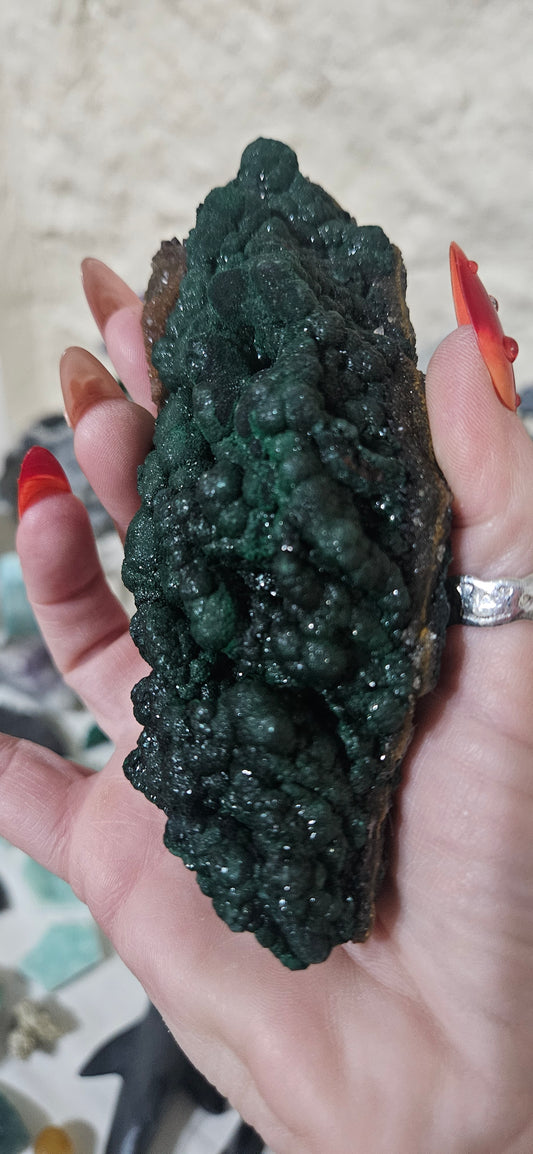 Raw Botryoidal Malachite Specimen - Natural Green Crystal Cluster from Congo - High-Grade Fibrous Mineral for Healing and Collection