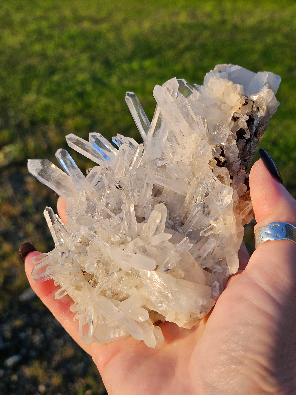 510g Large Optical Clear Lemurian Quartz Crystal Cluster