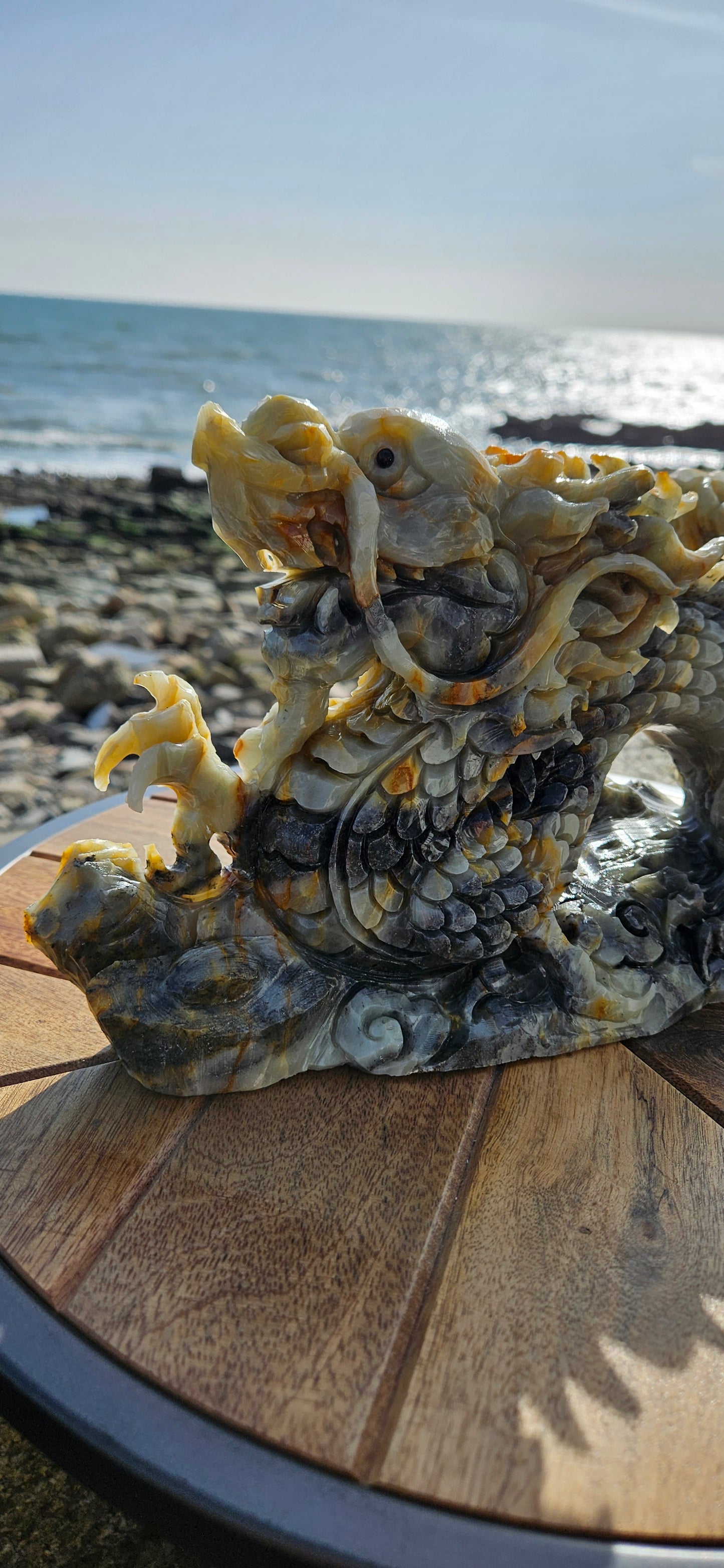 Large Chinese Jade Dragon Carving – Massive 2.8kg Dragon Statue (Reduced Due to Tail Damage)