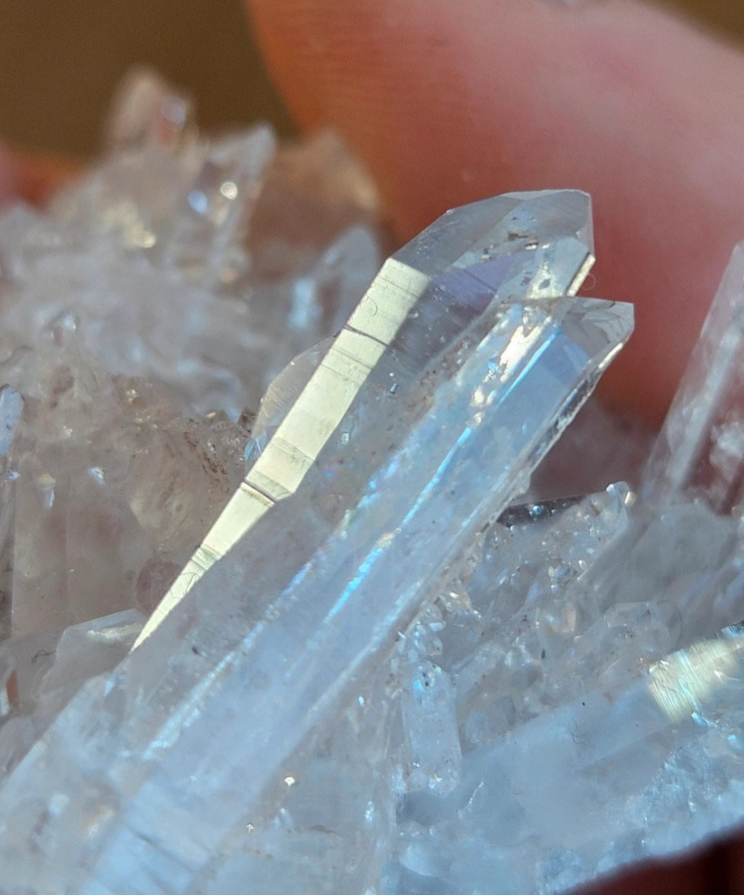 High Clarity Pink Lemurian Quartz Crystal Cluster – Natural Rainbows & Exceptional Clarity