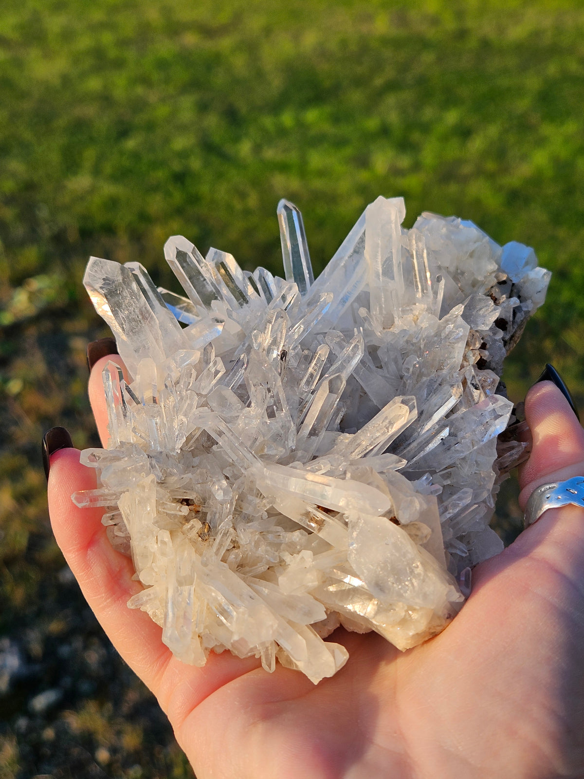 510g Large Optical Clear Lemurian Quartz Crystal Cluster